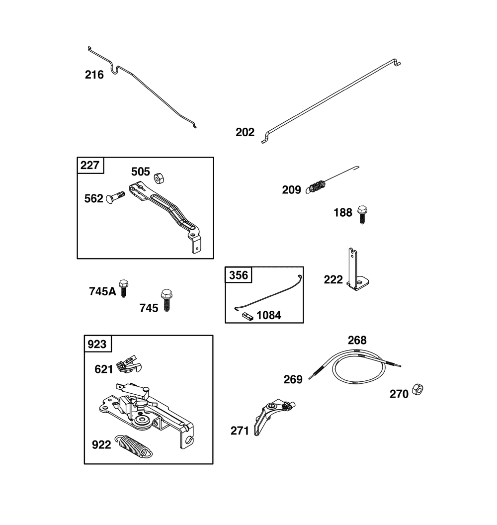 Controls Group Diagram and Parts List for 020000 - 09Z999 Briggs and Stratton Engine